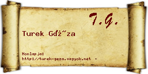 Turek Géza névjegykártya